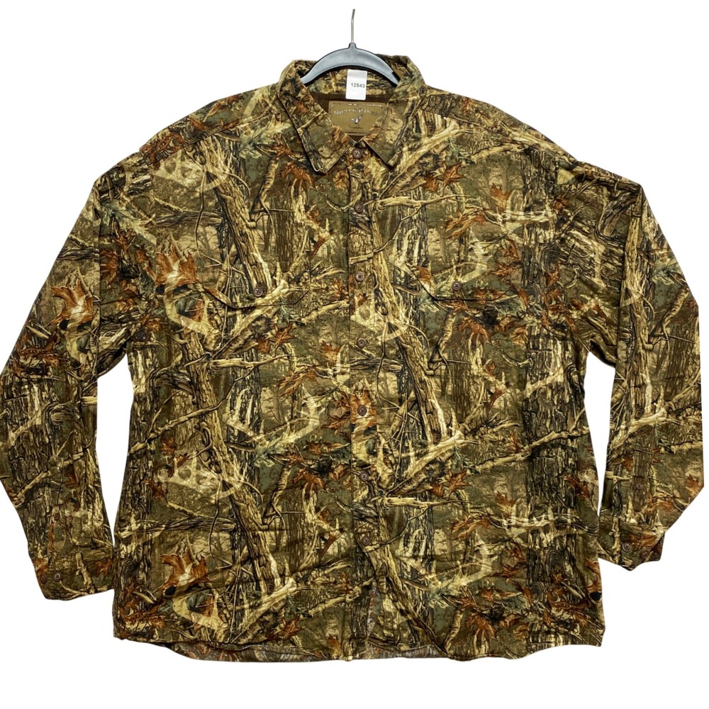 North River Shirt Mens XL Camo Outfitters Button-Down Long Sleeve Hunting Rugged